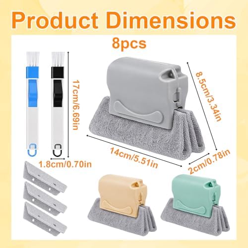 8-Piece Set with 3 Brushes and 2 Scrapers, Window Track Cleaner, Window Track Cleaning Tools for Window Sill Cleaning,Plastic Material Design for Home Maintenance - Image 2