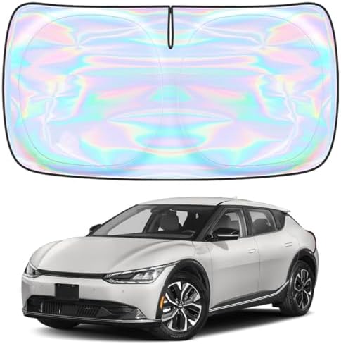 for Kia EV6 2022-2025 2026 Windshield Sun Shade Cover - Custom Fit Kia EV6 4 Layers Sunshade Foldable Front Window Sunshade Sun Visor Protector Block UV Rays Keep Your Car Cooler Car Accessories by Unknown