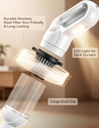 Handheld Vacuum Cleaner, 20000 Pa Car Vacuum Cordless White - Image 4
