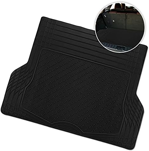 ZONETECH All Weather Rubber Semi Pattern Cargo Liner Trunk Floor Mat – Premium Quality Black Heavy Duty Cargo Trunk Floor Mat by ZONETECH
