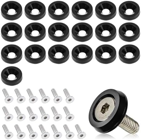 smilfuy 20PCS Aluminum Bumper Fender Washer Stainless Steel Bolts, Black by smilfuy