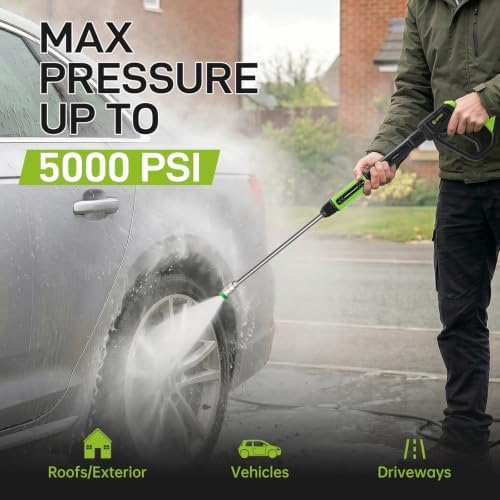Swivel Pressure Washer Gun with Extension Wand 3/8” Quick Connect M22 Fittings, 5000PSI - Image 2