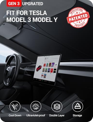 BASENOR Windshield Sunshade for 2026 Tesla Model Y Model Y L Model 3 - Image 2