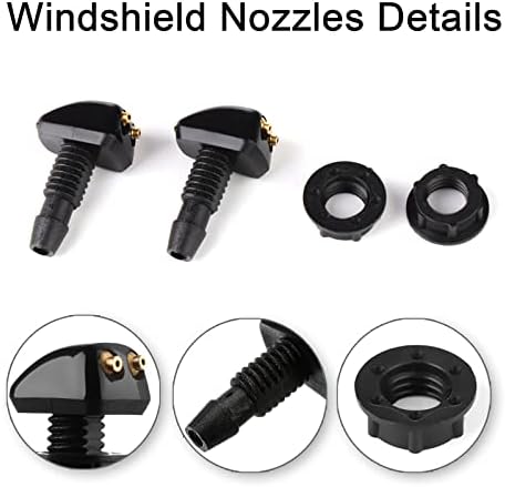Front Windshield Washer Nozzles Windshield Sprayer Nozzle Windshield Squirter Nozzle for Most Cars SUVs Trucks, Car Accessories Wiper Spray Washer Jet with 3M Fluid Hose & 6 Connectors - Image 2
