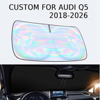 Windshield Sun Shade for Audi Q5 2018-2025 2026-4 Layers Sunshade Compatible with Audi Q5 Foldable Front Window Sunshade Sun Visor Protector Block UV Rays Keep Your Car Cooler Car Accessories - Image 2