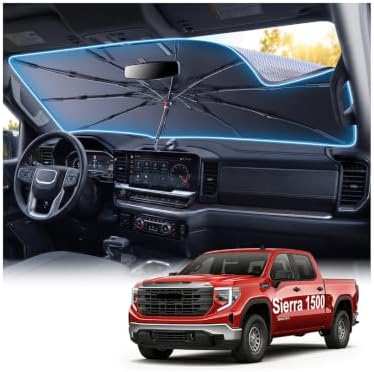 2026 Upgraded Windshield Sun Shade Umbrella for GMC Sierra 1500 [Precision Custom Fit, Superior UV & Heat Block] Cooling Tech Fabric, Durable Foldable with Storage Bag, Fits 2000-2026 by Unknown