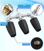 Triple Turbo Nozzle Pressure Washer, 3-in-1 Power Washer Turbo Nozzle with 1/4" Quick Connect, 360° Rotating Pressure Washer Tip - 4800 PSI, 4-6 GPM, 2.0 Orifice, Blue - Image 3