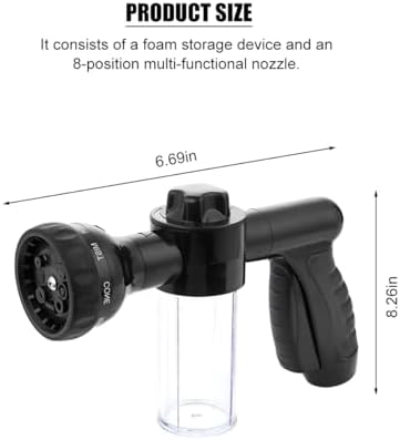 Car Wash Foam Gun, High Pressure Vehicle Wash Soap Sprayer with 8 Adjustable Watering Patterns, Automotive Hose Nozzle Foam Blaster, Universal for Automobile RV Truck (Black) - Image 2