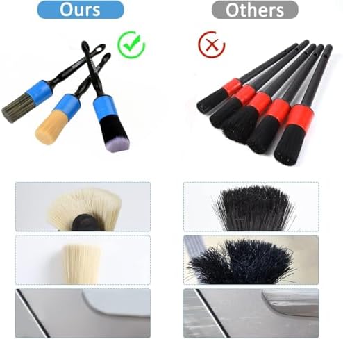 MVEQRRN 3pcs Car Detailing Brush Set,Boars Hair Detailing Brush Blue - Image 6