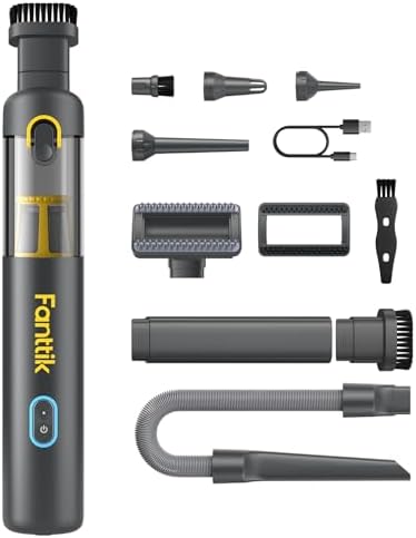 Fanttik Slim V8 APEX Cordless Car Vacuum & Air Duster, 4-in-1 Portable Mini Vacuum with 19000pa Suction Power for Pet Hair, Type-C Charge, One-Touch Empty for Car, Office Desk, Keyboards (Gray) by FANTTIK%C2%AE