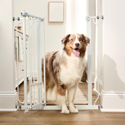 Carlson 36" Extra Tall Walk Through Dog Gate for Doorways & Bottom of Stairs, Metal Pet Gate with Small Pet Door, Expands 29.5”–36.5”, White - Image 5