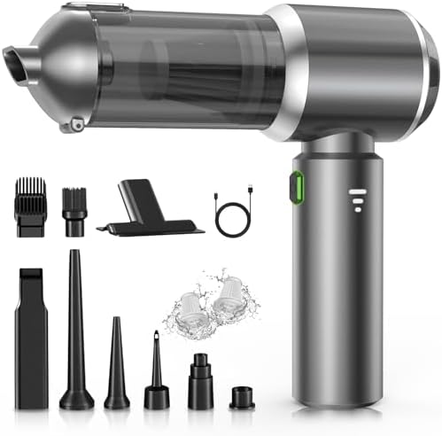 Handheld Vacuum Cleaner, 28000Pa Brushless Motor Cordless Car Vacuum Cleaner, 3-Speed Mini Hoovers with Multiple Brush Heads Hand Held Vacuum Cordless for Office, Home, Kitchen, Car, Pet Hair by Unknown