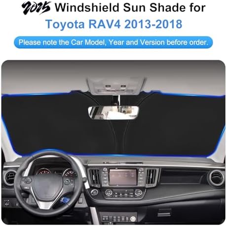 for 2013-2018 Toyota RAV4 Windshield Sun Shade Front Window Shade Custom Fit RAV4 Accessories LE, XLE, Premium, XSE, Limited, SE, TRD Off-Road Sun Visor Protector Foldable Blocks UV Rays - Image 3