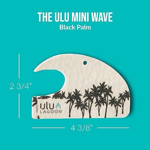 ulu Lagoon Hanging Car Air Freshener | Tropical Beach Coconut Surf Wax Scent Mini Wave | Long Lasting Car Freshener, Closet and Beyond | Made In USA | 3 Pack (Black Palms) - Image 5