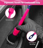 YeewayVeh 6PCS Car Detailing Brush Set, Boars Hair & Ultra Soft, Pink - Image 4