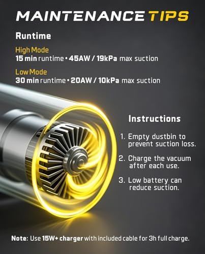 Fanttik Slim V10 APEX Cordless Car Vacuum, 4-in-1 Portable Mini Handheld Vac, Upgraded Smart Digital Display, 19kPa Suction Power, 2 Suction Modes for Small Jobs, Car, Office Desk, Keyboards (Gray) - Image 4