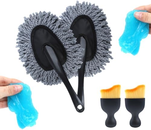 IPELY 6 Pack Car Cleaning Supplies – Car Duster Interior & Brush Interior & Cleaning Gel, Car Detailing Cleaning Kit for Cars, Trucks, SUVs & RVs by IPELY