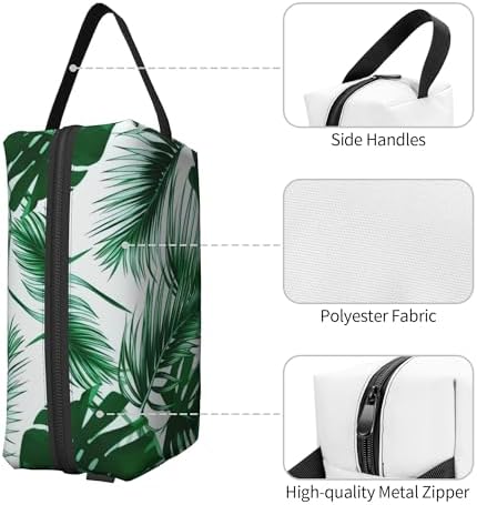 Tropical Palm Leaf Makeup Bag - Durable 600D Oxford Fabric Travel Cosmetic Bag, Shockproof Foam Padded Toiletry Organizer for Gym & Daily Use 10x6.2x4.9 Inch - Image 3