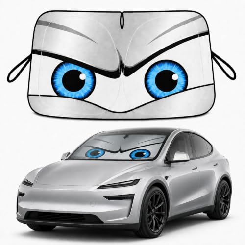 Tesla Model 3/Y Windshield Sun Shade, Sporty Silver by eygeufg
