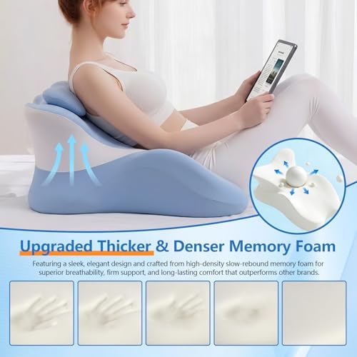 Memory Foam Wedge Pillow, 27° Intimacy Couples Pillow- Blue - Image 4