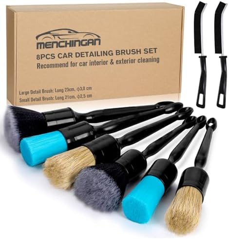 Car Detailing Brushes Set, 8-Piece Auto Detail Cleaning Brush Tool Kit in Ultra-Soft/Middle/Hard, Crevice Brush for Car Interior & Exterior, Leather, Air Vents, Emblems, Wheels Wash & Care by Unknown