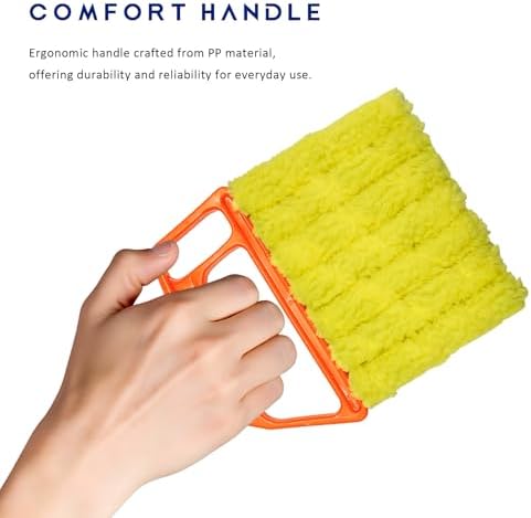 3 PCS Blind Cleaner Duster Tool, 7 Finger Detachable Duster Auto Air Conditioner Cleaning Tool, Washable Dusting Brush Handheld Cleaner for Vehicle Air Vents Blinds (Orange) - Image 3