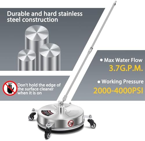Dalmbox 14" Pressure Washer Surface Cleaner, 4 Wheels, 1/4" Quick-Connect - Image 4