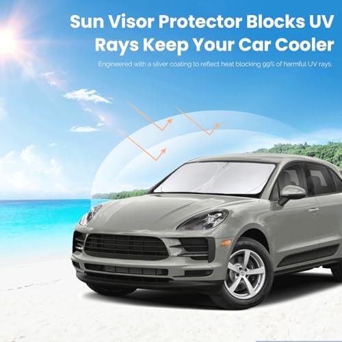 Custom Fit Macan Windshield Sunshade for 2026 2025-2014 Porsche Macan Accessories Front Window Sun Shades Shield Cover for Windshield Foldable 210T Sun Visor Protector Blocks UV Ray Keep Car Cooler - Image 5