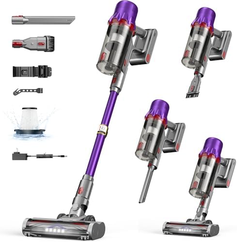 Cordless Vacuum Cleaner for Home - Powerful Stick Vacuum with HEPA Filter, 55-Min Runtime, LED Light, Anti-Tangle Brush, Detachable Battery,Lightweight Vacuum for Pet Hair,Carpets & Hard Floors by Unknown