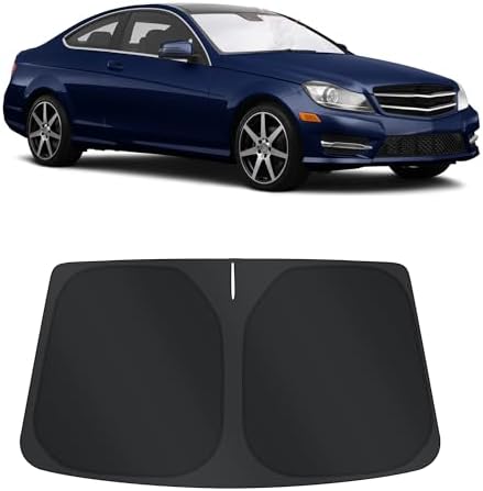 TINGLU Sun Shade for Mercedes Benz C Class W205 C250 C300 C400 2015-2021 Accessories Windshield Sun Shade Window Shade UV Rays Protection Sun Visor Cover with Steering Wheel Sunshade Storage Bag by TINGLU