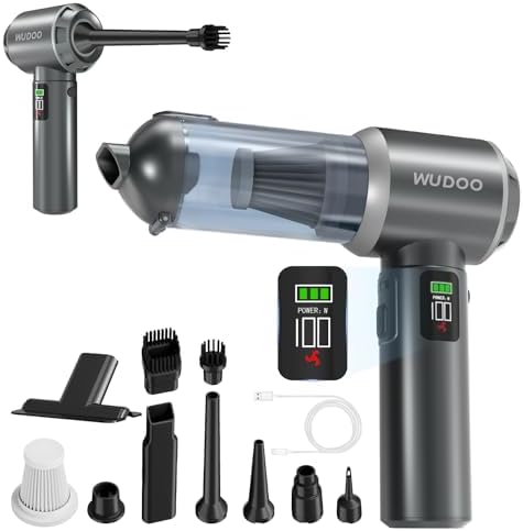 WUDOO 4-in-1 Car Vacuum Cleaner Portable Cordless Dust Remover 20,000 Pa Brushless Motor Powerful Handheld Wireless Charging Vacuum Cleaner LED Light, Multi-Nozzles for Car, Home, Office, Pet by Unknown