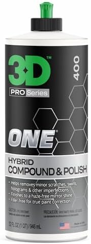3D One Car Scratch & Swirl Remover Hybrid Rubbing Compound & Polish Buffing Compound for True Paint Correction 32oz Made in USA by 3DCarCare