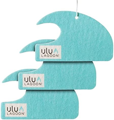 ulu Lagoon Hanging Car Air Freshener | Tropical Beach Coconut Surf Wax Scent Mini Wave | Long Lasting Car Freshener, Closet and Beyond | Made In USA | 3 Pack (Blue) by uluLAGOON