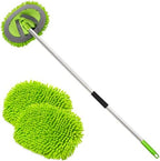 anngrowy 62" Microfiber Car Wash Brush Mop Kit Mitt Sponge with Long Handle Car Cleaning Supplies Kit Duster Washing Car Tools Accessories, 1 Chenille Scratch-Free Replacement Head Aluminum Alloy Pole by anngrowy