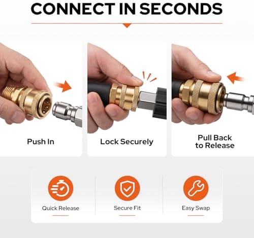 Pressure Washer Quick Connect Kit, M22-14mm to 3/8" Male/Female Quick Disconnect, 3/4" to Quick Connect Hose Fittings - Image 5