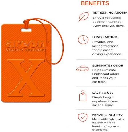 AREON X Version Coconut Hanging Best Car Air Freshener - Long Lasting Scent for Car or Home - Long Lasting, Fresh, Luxurious Scent - Pack of 3 - Image 5