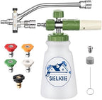 Selkie Foam Cannon with Double Tip Attachment,Adjustable Pressure Washer Foam Blaster with with Dual-Connector Accessory,5 Power Washer Sprayer Nozzles, 1/4" Quick Connect, 3600 PSI by SELKIE