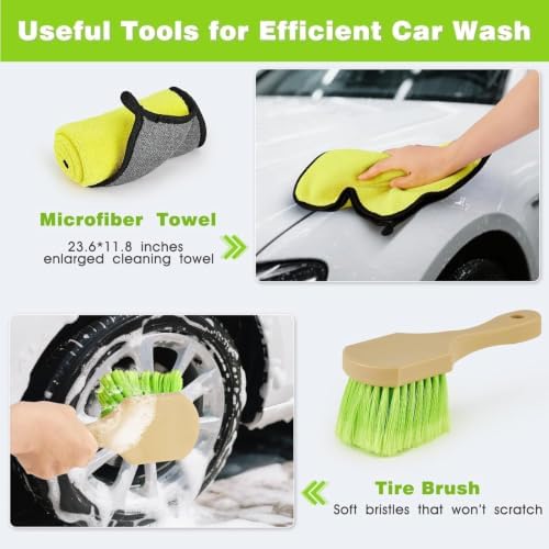 7-in-1 Car Wash Brush Kit with 15° Curved Long Handle for Cars - Image 6