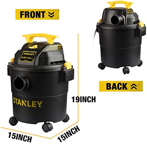 STANLEY Shop Vac SL18115P, 5 Gallon Peak 4 Horsepower Wet Dry Vacuums, Blower 3 in 1 Functions 15 Feet Cleaning Range for Garage, Carpet Clean, Shop Cleaning, Car Detailing with Attachments - Image 2