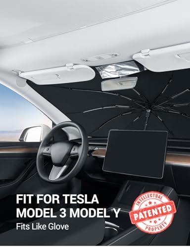 BASENOR Windshield Sunshade Umbrella for 2017-2026 Tesla Model Y/YL/Model 3 - Image 2