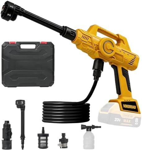 Cordless Car Cleaner Tool Compatible with Dewalt 20V Max Battery, Portable Power Yard Cleaner with 6-in-1 Nozzle + Garden Hose Connector, Handheld Water Cleaner for Car/Garden/Boat (Tool Only) by Unknown