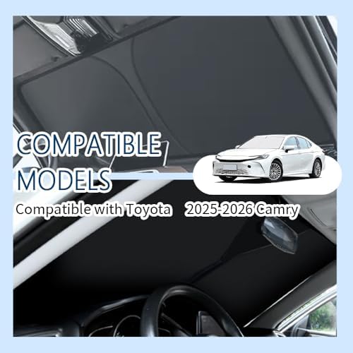 Car Windshield Sun Shade Compatible with Toyota Camry 2025-2026,Oxford Cloth Sun Shade for Car Windshield with Foldable Design,Windshields Cover Suns Shades for Blocking Heat with Storage Bag - Image 4
