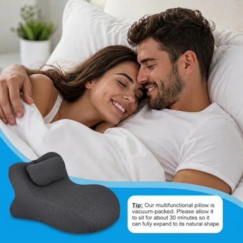 Couples Pillow 27° Ergonomic Wedge Cushion for Intimate Comfort, Rebound Memory Foam Support for Hip, Back & Neck, Bed Reading, Relaxation - Image 2