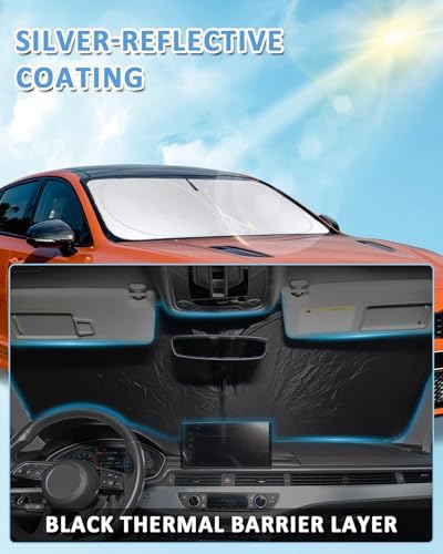 INSAUTO for Tundra 2020 Windshield Sunshade Car Window Sun Shade Custom Fit 2007-2021 Toyota Tundra Windshield Cover Limited SR5 Platinum TRD Pro 2Dr 4Dr Pickup Truck Accessories Sun Shield Protector - Image 4