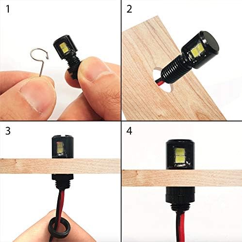 Oznium Side View LED Bolt - 12V LED Side Emitting Light for Bumper, Grille, Cars Interior, Dash, Ambient Lighting, Motorcycle with Aluminum Housing & Screw Nut (8 mm Black, Warm White LED), 2-PACK - Image 6