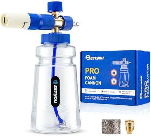 Foam Cannon for Presure Washer，Blue Car Wash Cleaning Foam Cannon with 1/4” Quick Connector,Adjustable Foam Thickness and Spray Range,Suitable for Various Car Washing Scenarios by Unknown
