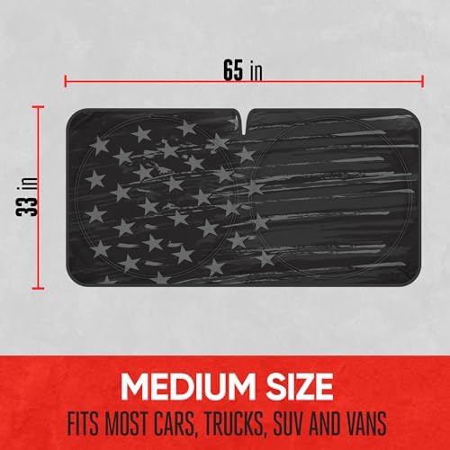 Motor Trend USA Vintage Flag Car Windshield Sun Shade for Front Window, Foldable Car Sun Shade with Patriotic Graphic, Collapsible Sun Visor Sunshade for Cars Windshield (Medium, 65 x 33 inches) - Image 6