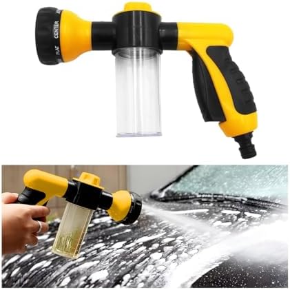 Car Wash Foam Gun, High Pressure Vehicle Wash Soap Sprayer with 8 Adjustable Watering Patterns, Automotive Hose Nozzle Foam Blaster, Universal for Automobile RV Truck (Yellow) by Ywdiml