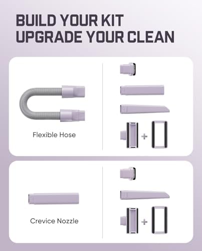 Fanttik Slim V10 Ultra Cordless Car Vacuum, 4-in-1 Portable Mini Vacuum with 19kPa Suction, Freely Combinable Accessories, 2 Suction Modes, Handheld Vac for Car, Small Jobs, Keyboard, Office(Purple) - Image 4
