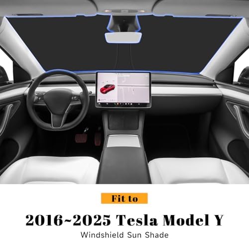 Car Windshield Sun Shade for Tesla 2016-2026 Model Y Juniper Accessories (OEM Design) Reflective Foldable Heat Insulation Sunshade for Ultimate Protection - Image 2